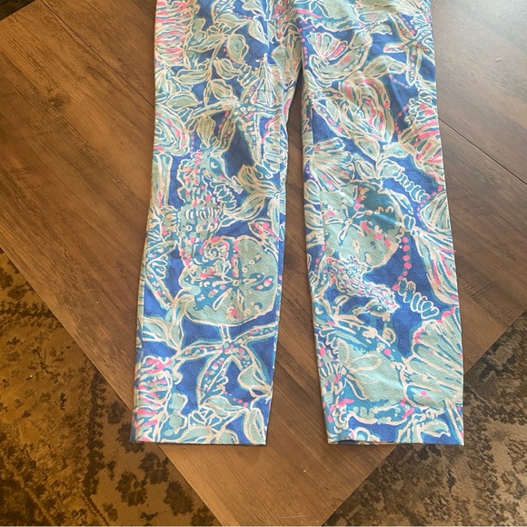Lilly Pulitzer “Bay Blue Into the Deep” Cropped Cotton Ankle Pants Size 8 - Picture 2 of 6